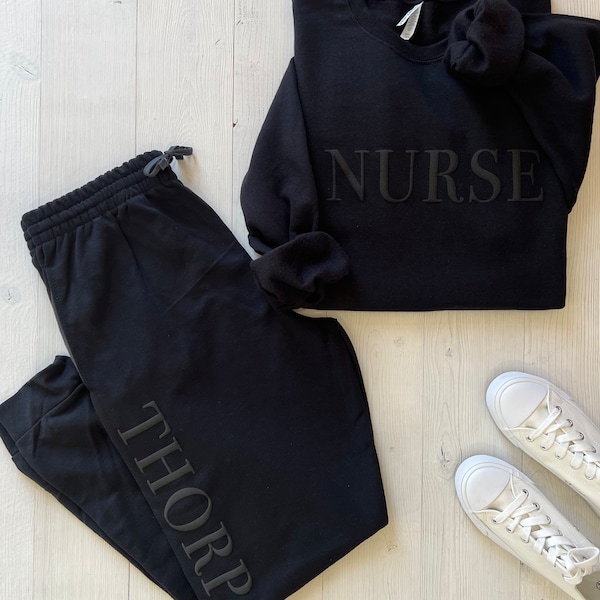 Embossed Nurse loungewear, Nurse Graduation Gift, Nurse Sweatshirt, Nurse Sweatpants, Nurse Outfit, Nurse Joggers, Gift for Nurse