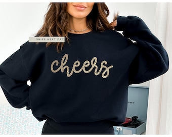 Glitter New Years Shirt, NYE Outfit, New Years Shirt, Cheers Sweatshirt, Happy New Year Sweatshirt, Glitter Cheers, Sparkle Celebration