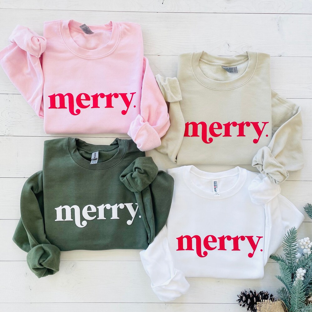 Gift For Her Embossed Merry Christmas Sweatshirt, Christmas Shirt For Women, Holiday Sweater, Merry Christmas Sweatshirt, Christmas Crewneck Sweatshirt Christmas Gift