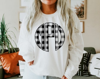 buffalo plaid monogram, cute fall shirt, buffalo plaid, monogram sweatshirt, monogram fall shirt, womens fall shirt, cute fall tee, monogram