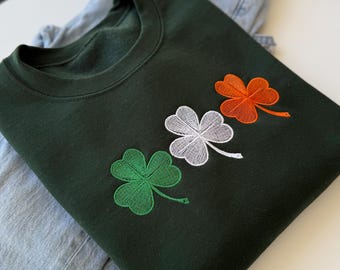 Embroidered Lucky Gnomes Sweatshirt, St Patricks Day Holiday Hoodie, Shamrock Heart Apparel, Irish Celebration Shirt