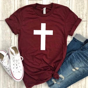 Womens cross shirt , Cross tshirt, Cross tee, Womens Christian apparel, Womens Christian shirt, Easter shirt, Womens Easter shirt image 1