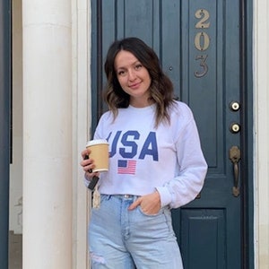 Women's American Patriotic 4th of July Military Sweatshirt, USA Independence Day Party Outfit