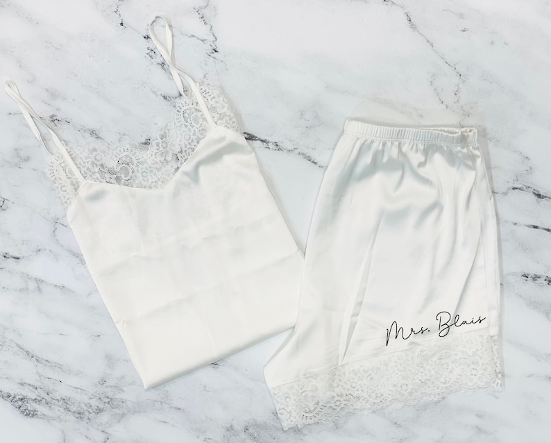 lace bridal outfit, lace pajamas, bride lace pjs, bride pjs, honeymoon outfit, bachelorette gift, future mrs tank, bridal shower gift set