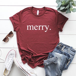 Merry T-shirt Merry Christmas Shirtchristmas Party - Etsy