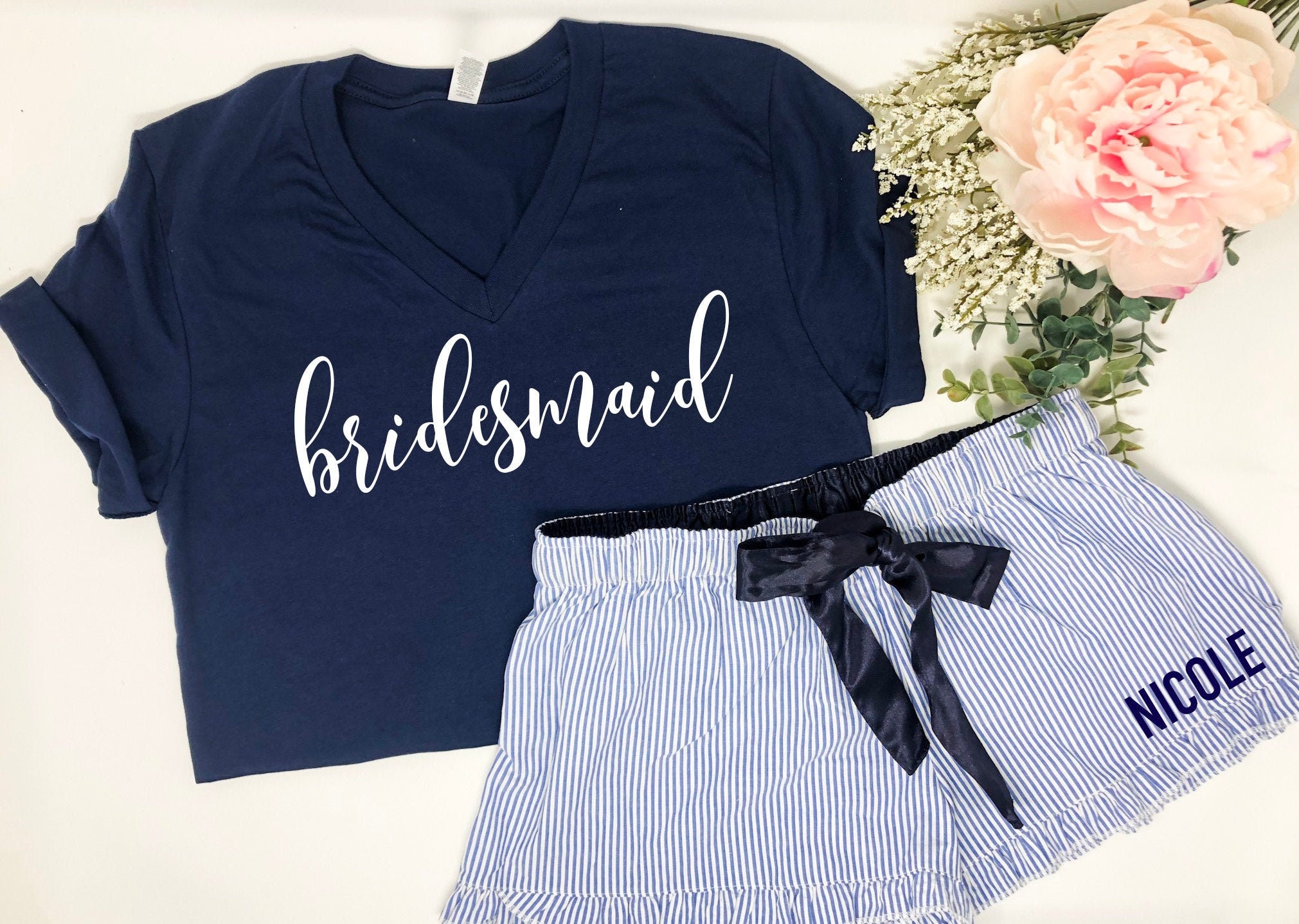 Personalized bridesmaid gift, Custom bridesmaid pajamas, Bride tribe, cute wedding party pajamas, bridesmaid pajamas, bridal party gift
