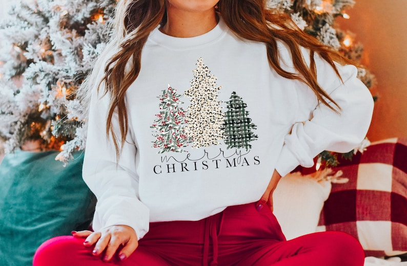 Merry Christmas Sweatshirt Womens Christmas Crewneck Womens image 1