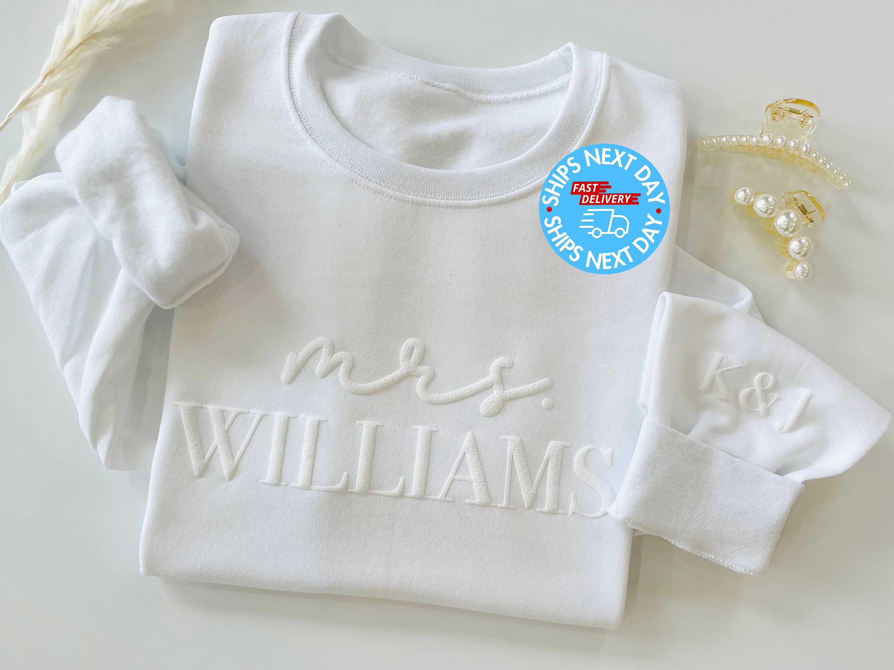 Custom Embossed Engagement gift Future Mrs Sweatshirt New Mrs Sweatshirt Bride sweatshirt Bride Crewneck Honeymoon Outfit Bride Sweater