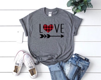 Valentines day outfit - buffalo plaid valentines day shirt - buffalo plaid heart shirt - valentines day gift - gift for her