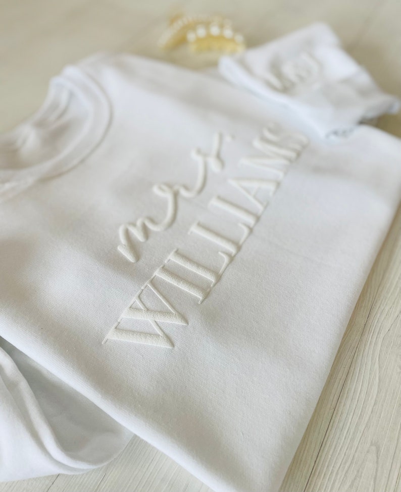 Bridal gift: Custom Embossed MRS. Sweatshirt