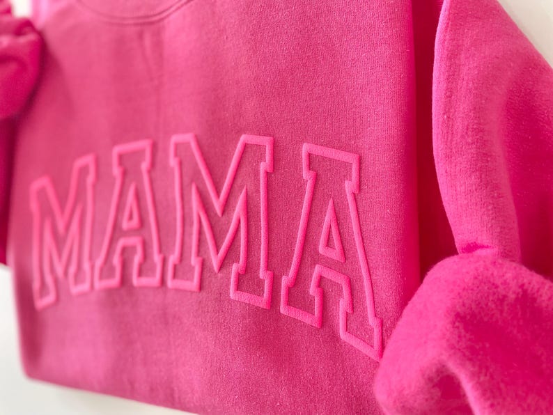 Neon Puff Pink Sweatshirt, Hot pink Mom, Mama Sweatshirt, Mothers Day Gift, Cool Mom, First Mothers Day Gift, Mom Life Shirt, New Mom Gift image 3