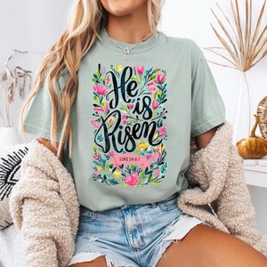 He is risen floral tshirt
