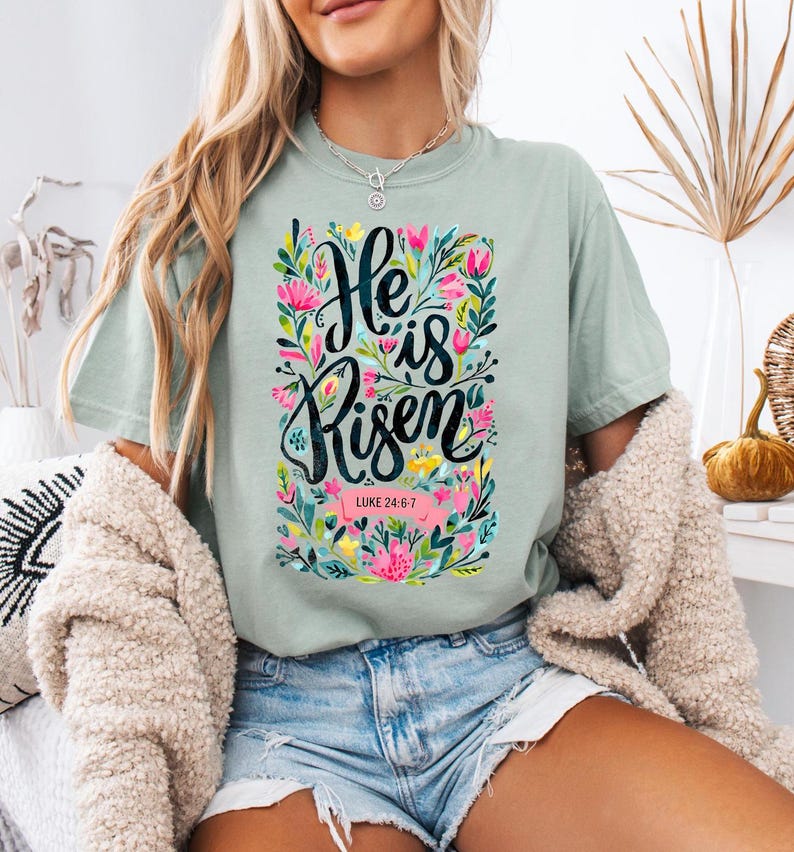 He is risen floral tshirt
