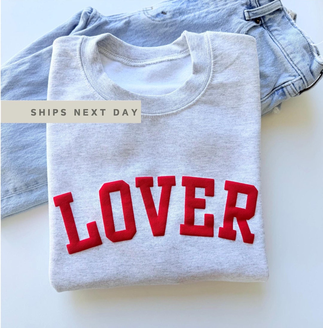 Valentines Puff Paint Red Sweatshirt (XL)
