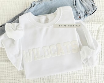 Custom Team Name Sweatshirt , Custom Mascot Sweatshirt, Varsity Spirit Shirt, Cheer Team Sweatshirt, Game Day Crewneck, Embossed