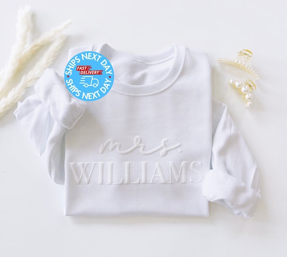 Custom 'Mrs.' Sweatshirt - Personalized Bridal Gift With Last Name & Wedding Year