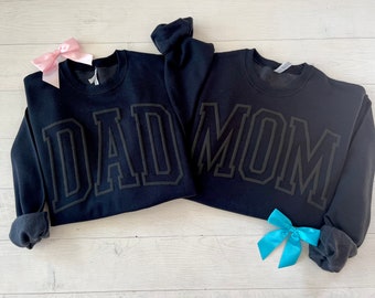 New Parents Sweatshirt, Gift For Mom, Gift For Dad, Mom Sweatshirt, Dad Sweatshirt, Embossed Sweatshirt, Varsity Sweatshirt, Gift For Parent