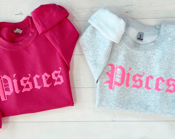 Embossed Zodiac Sweatshirt, Gift For Friend, Custom Horoscope Sweater, Zodiac Birthday, Aires Taurus Gemini Cancer Leo Virgo Aquarius Pisces