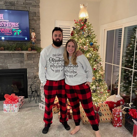 Our First Christmas Pajamas, Couples Christmas Pajamas, Matching Christmas  Pajamas, Mr and Mrs Couple Pajamas, Newlywed Christmas Pajamas 