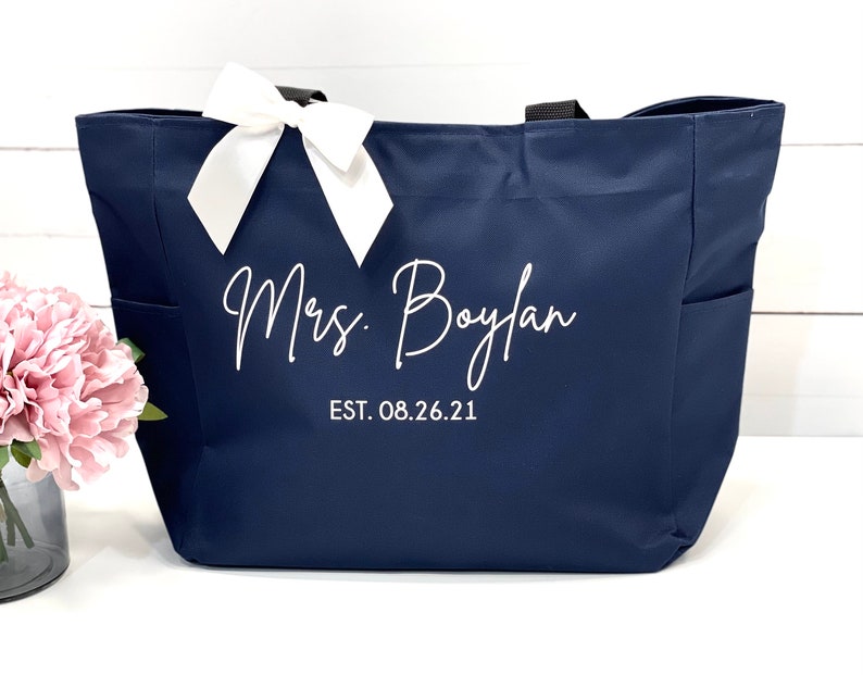 Personalized Bride Bag, Engagement gift, Bride Tote Bags, Wedding Gift, Bridal Shower Gift, Gift For Bride, Bridal Gift, Honeymoon Gift, image 5