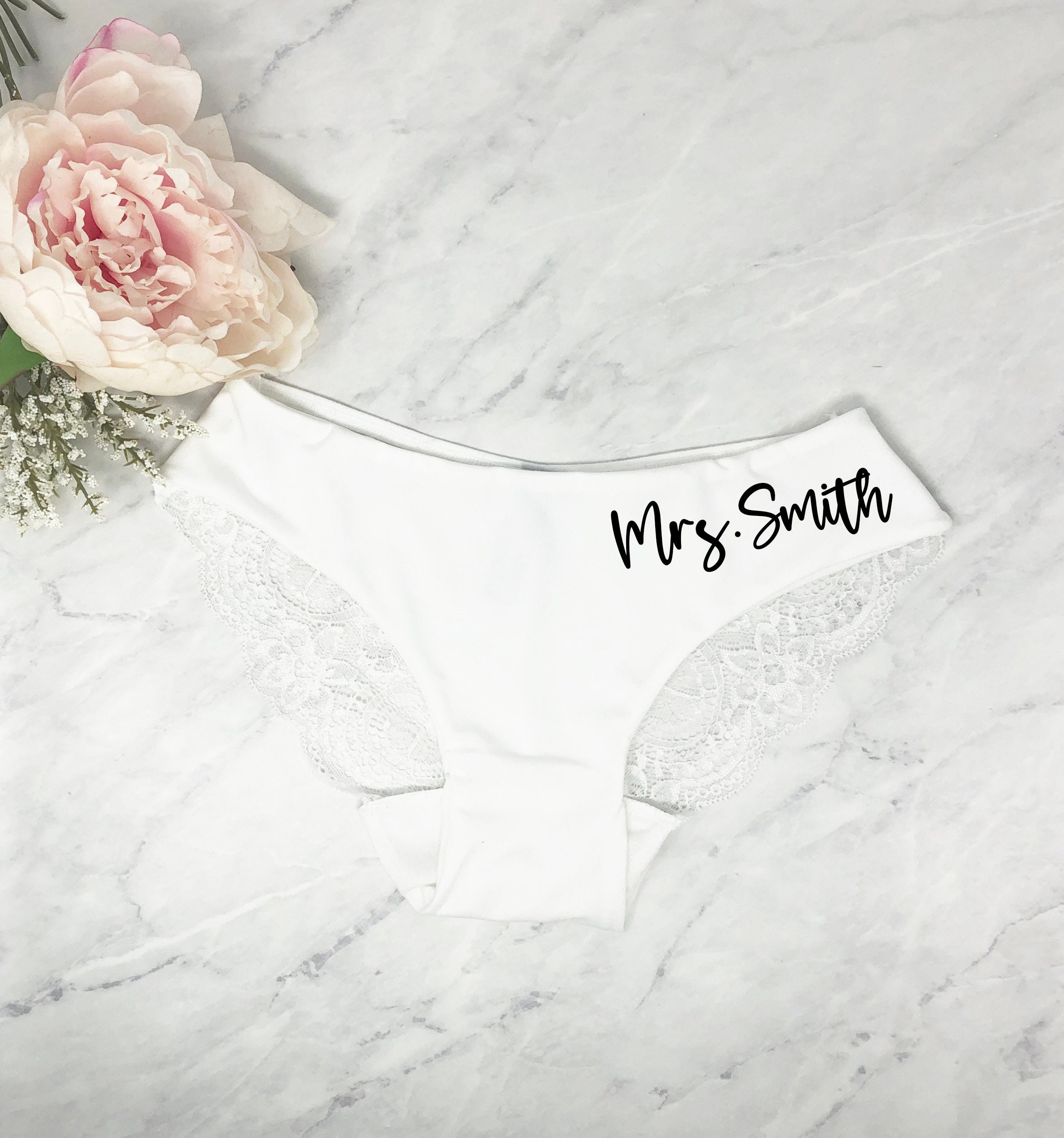 Valentine's Day Personalized Bridal Lace Thong Bride panty Wedding