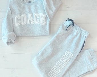 Embossed Customized Coach Gift, Personalized Coach shirt, School Coach Sweatsuit, Quarter Zip Coach Sweatshirt, College Coach, Sports Coach