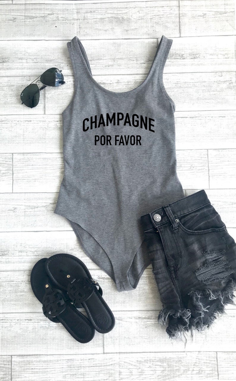 Cute women's bodysuit, champagne Por favor, Brunch bodysuit, Sunday outfit, Cute women's outfit, women's bodysuit, cute summer outfit, image 1