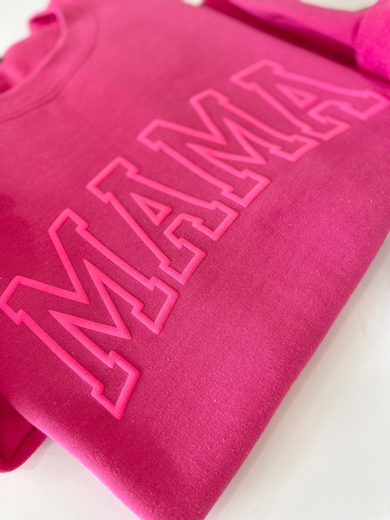 Neon Puff Pink Sweatshirt, Hot pink Mom, Mama Sweatshirt, Mothers Day Gift, Cool Mom, First Mothers Day Gift, Mom Life Shirt, New Mom Gift image 4