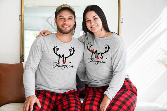 Mr and Mrs Holiday Pajamas, Mr and Mrs Christmas Pajamas, Couple