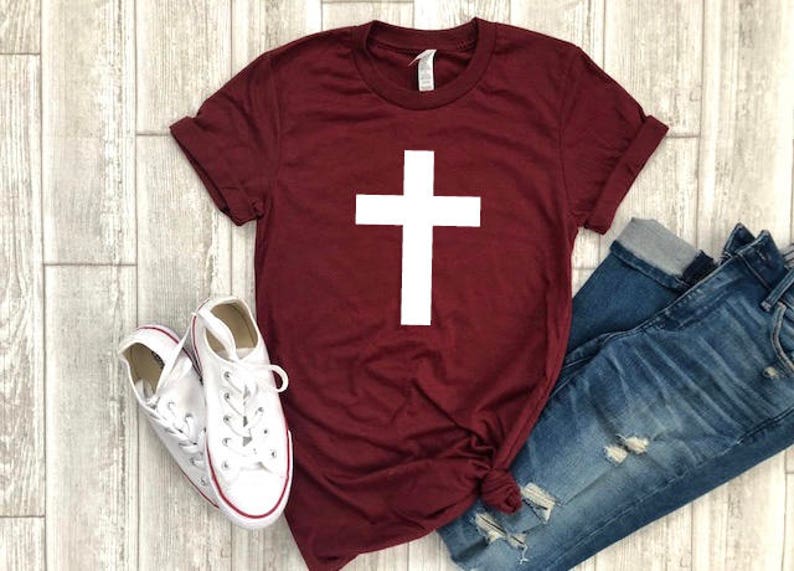 Womens cross shirt , Cross tshirt, Cross tee, Womens Christian apparel, Womens Christian shirt, Easter shirt, Womens Easter shirt image 1