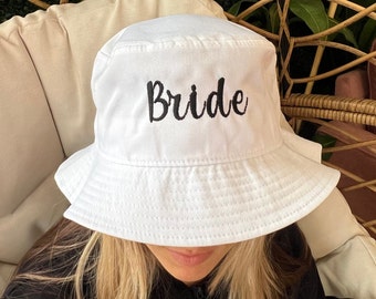 Bride Embroidered Bucket Hat, Mrs Embroidery Gift, Gift For Bride, Engagement Gift, Custom Wedding Hat, Bridal Shower Gift, Honeymoon Hat