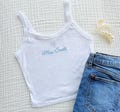 Bride Tank Top, Embroidered Tank, Wedding Get Ready, Bachelorette Outfit