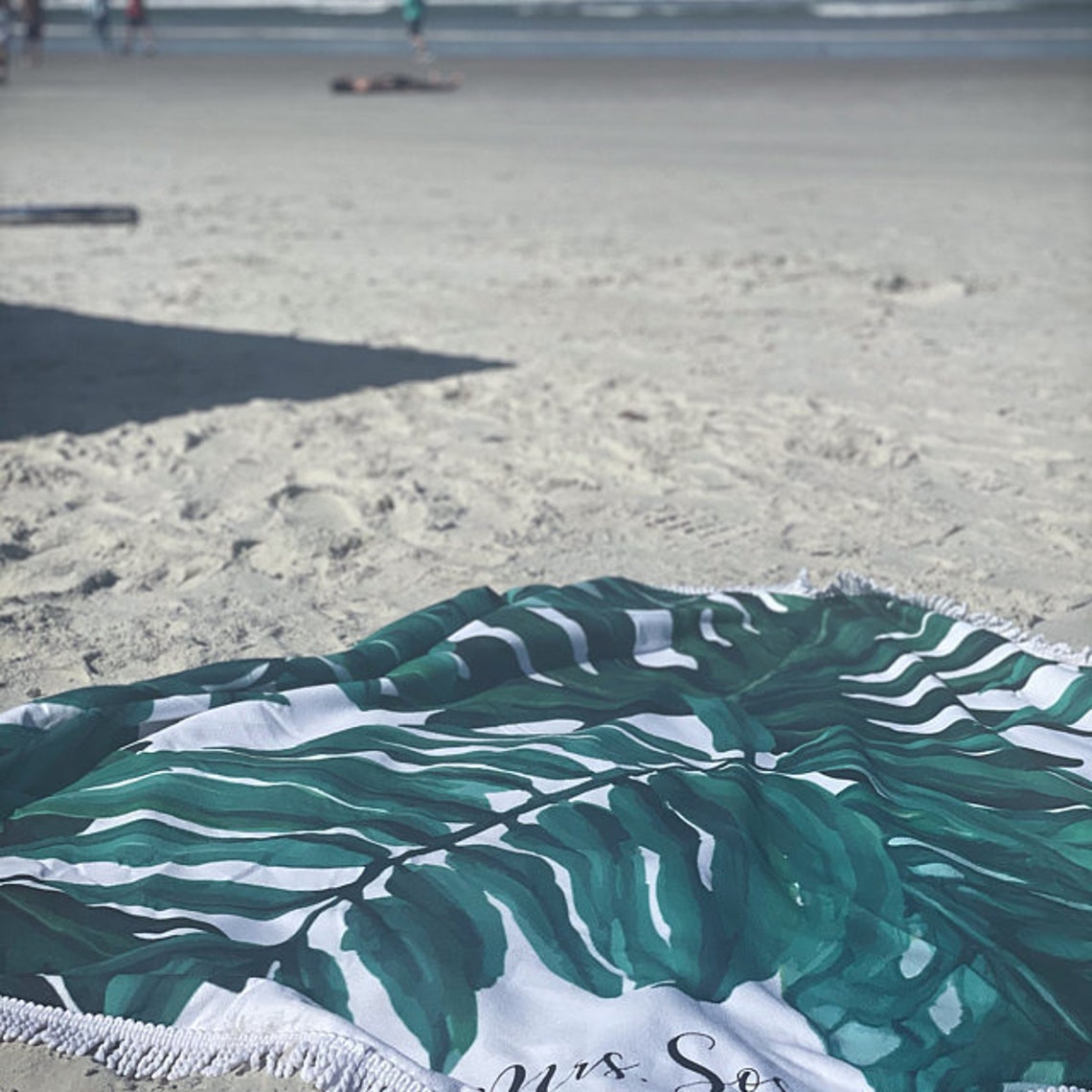 Palm Tree Beach Towel Round Beach Towel Bachelorette Favor Etsy