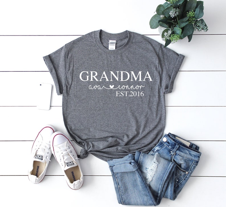 Mothers day gift for grandma, grandmother gift, custom grandma shirt, grandma gift from grandchildren, birthday gift for grandma image 1