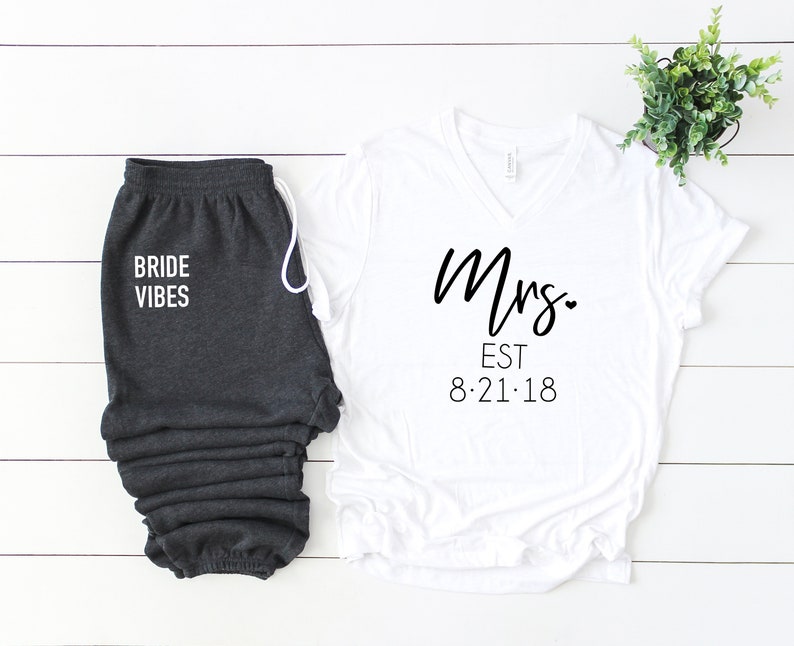 bride tshirt, I said yes, bridal gift set, gift set for bride, just engaged gift set, bride sweatpants, future mrs shirt, girlfriend fiance image 1