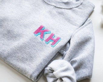 Embroidered Monogram Crewneck, Monogram Sweater, Monogram Sweatshirt, Birthday gift, Gift for her, Initial Sweatshirt, Monogrammed