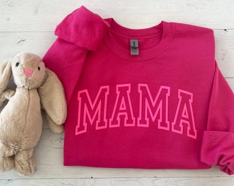 Mothers Day Gift, Embossed Sweatshirt, Neon pink Mom, Mama Sweatshirt, Cool Mom, First Mothers Day Gift, Mom Life Shirt, New Mom Gift