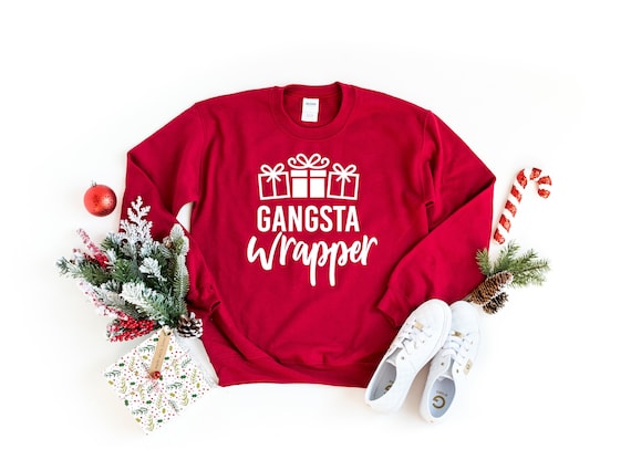 Gangsta wrapper shirt, ugly christmas sweater, Christmas party shirt,  Women's Christmas shirt, womens funny christmas shirt