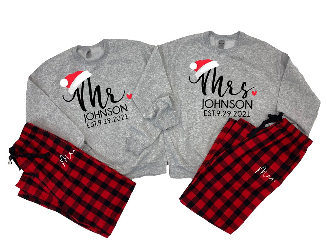 Our First Christmas Pajamas, Couples Christmas Pajamas, Matching