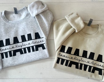 Custom mom sweatshirt, mothers day gift, Mama crewneck, Mom shirt with names, gift for her, mothers day shirt, mama shirt, custom mama shirt