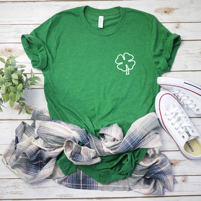 green shamrock shirt shamrock tee St. Patricks day shirt womens st. patricks day shirt irish shirt Four leaf clover shirt image 1