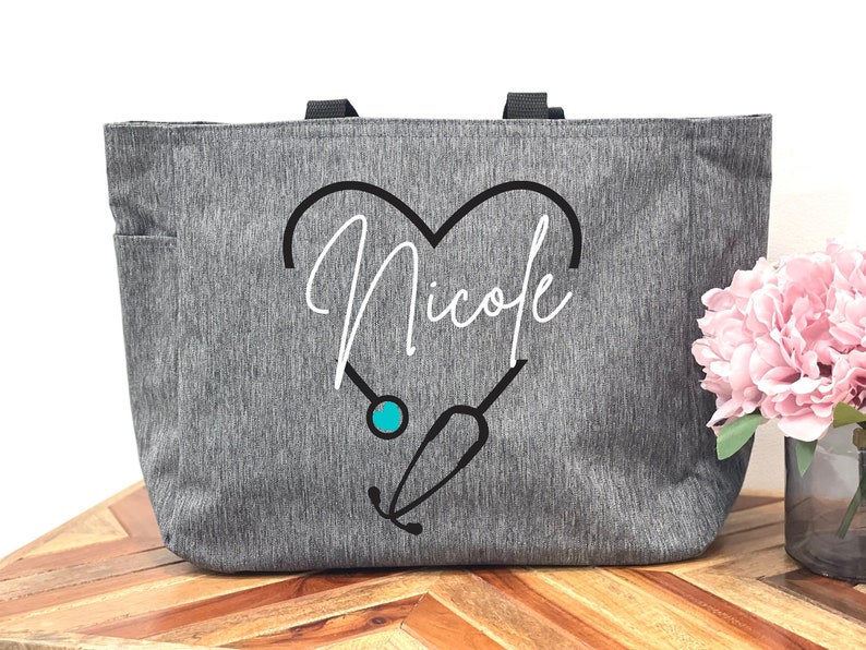 Gift for nurse, graduation gift, nurse graduation gift, doctor gift, nurse, tote, tote bag, personalized nurse gift, nurse application week image 1