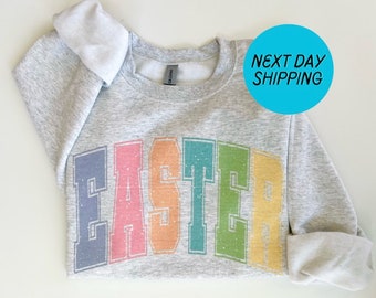 Easter Sweatshirt, Cute Easter Outfit, Varsity Easter crewneck, Happy Easter shirt, Easter Bunny top, Easter Egg Hunt sweater, Womens Easter