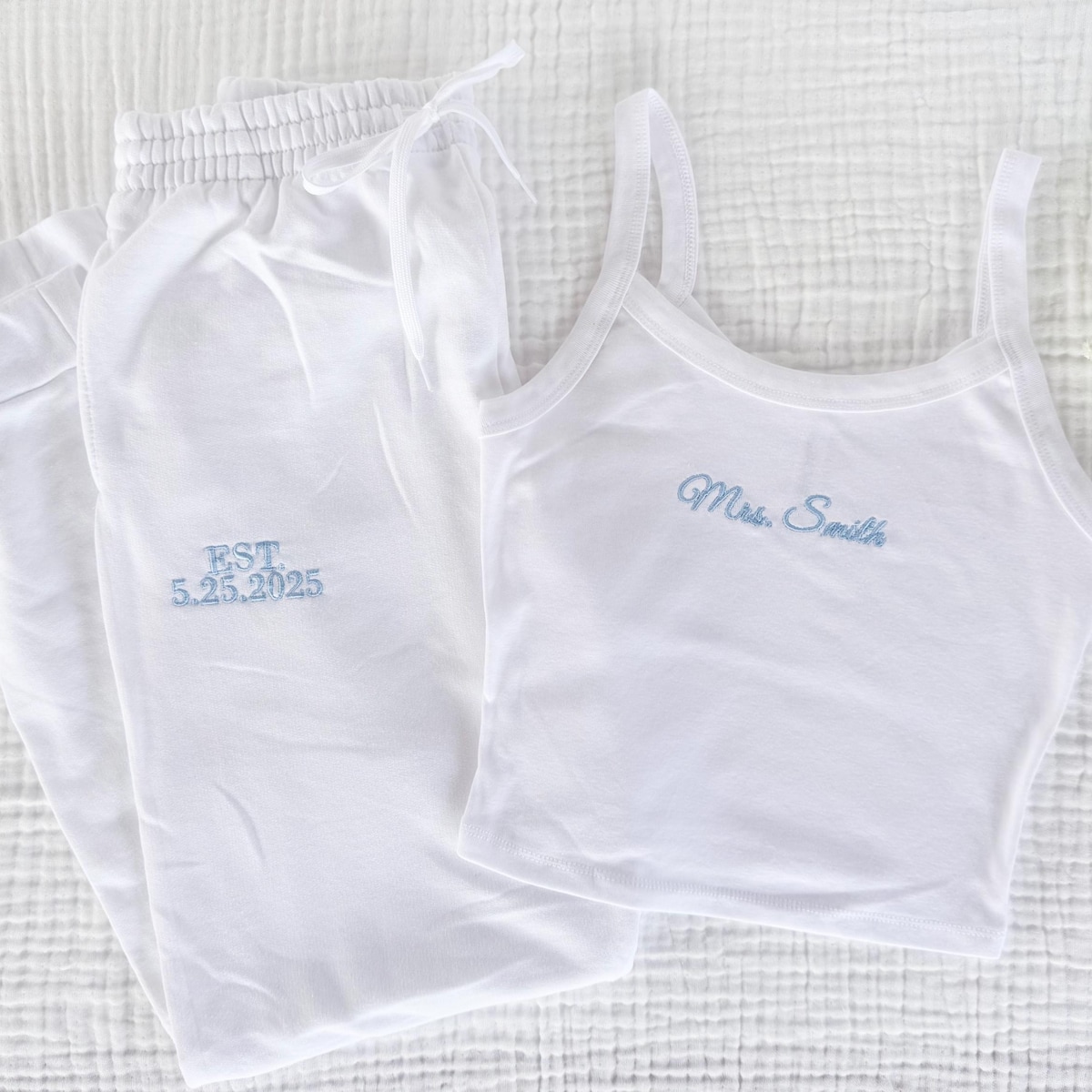 Mrs. Pajama Set, Mrs Tank & Joggers, Bridal Pjs, Bride Pajamas, Mrs. Set, Bridal Shower Outfit, Engagement Gift for Her, Embroidered - Etsy