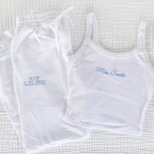 Mrs. Pajama Set, Mrs Tank & Joggers, Bridal Pjs, Bride Pajamas, Mrs. Set, Bridal Shower Outfit, Engagement Gift for Her, Embroidered