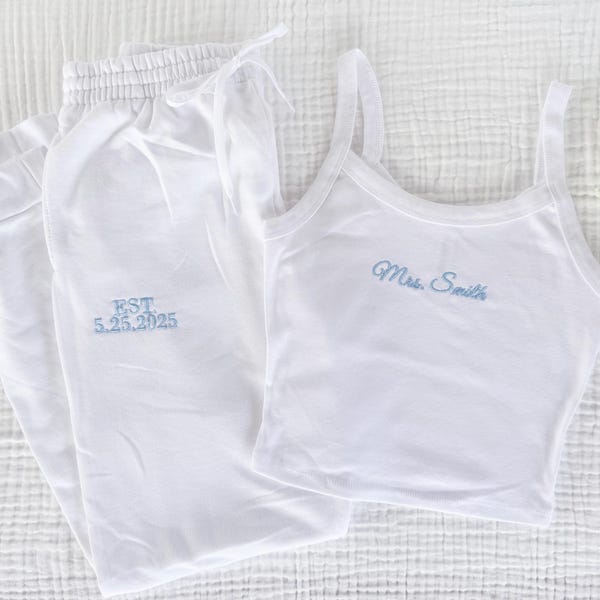 Custom Bride Lounge Set, Mrs Pajama, Bridal Shower, Honeymoon