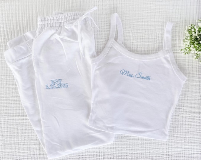 Custom Bride Lounge Set, Mrs Pajama, Bridal Shower, Honeymoon