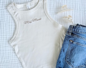 Embroidered Mrs. Tank Top Mrs. Tank Bride T-Shirt Bridal Shower Gift Engagement Gift Bridal Tank Top Mrs. Baby Tee Bride Gift