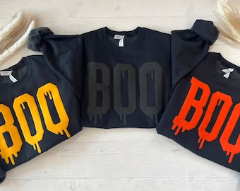 Halloween Sweatshirt, Boo Sweatshirt, Embossed Halloween Sweatshirt, Embossed Sweatshirt, Boo, Women's Halloween Sweatshirt, Spooky Season