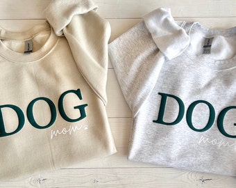 Embossed Dog Mom Sweatshirt, Dog Mom Life, Comfy Walking Outfit, Dog Mom Apparel, Gift for Pet Owner, Gift for Friend, Dog Mom Crewneck, Top